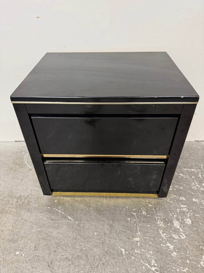 Black and Gold 2-Drawer Nightstand