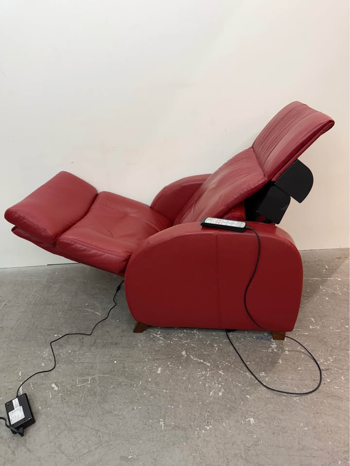 Positive Posture Red Leather Power Recliner #2231