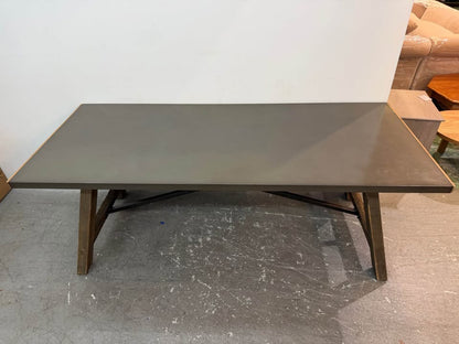 Rustic Style Metal Top/Wood Base Dining Table #2354