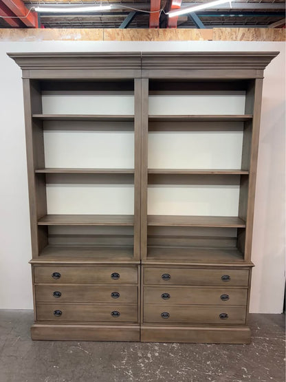 Ethan Allen Villa Double File Bookcases with Drawers #2368