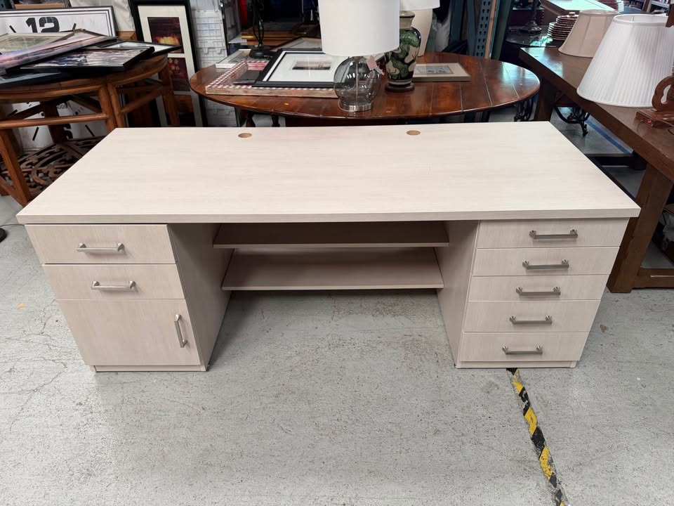 Light Wood Office Desk and Storage Cabinet Set #2356
