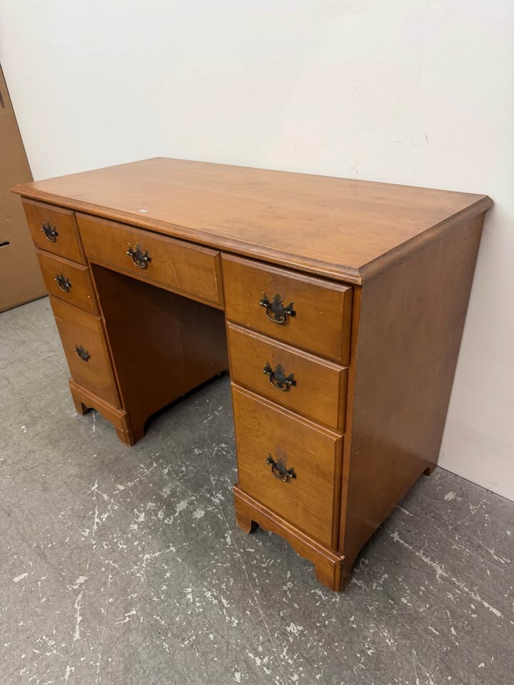 Vintage Wooden Pedestal Desk #2200