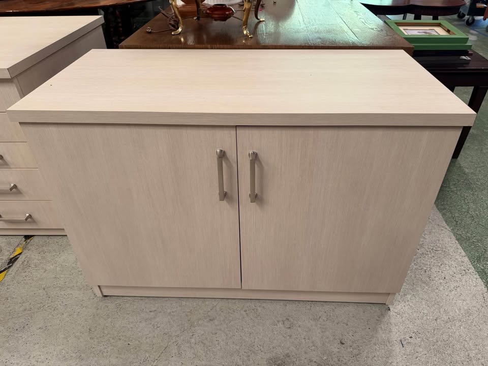Light Wood Office Desk and Storage Cabinet Set #2356