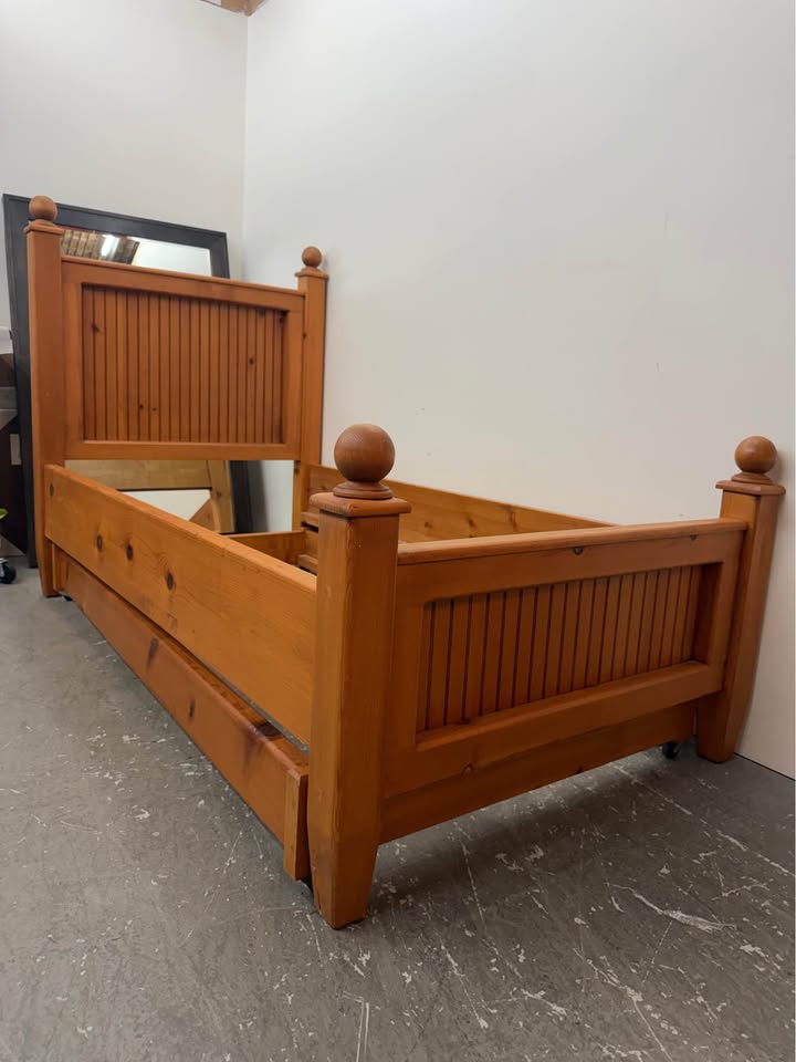 Solid Pine Twin Trundle Bed Frame #2448