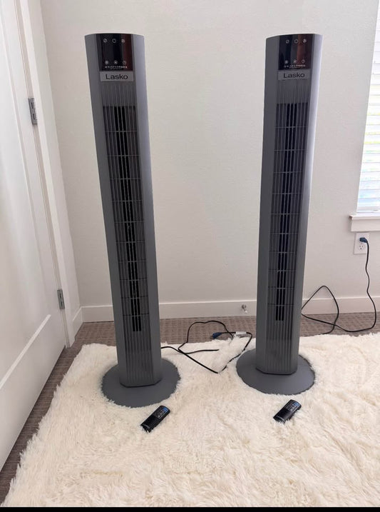 Pair of Lasko WhisperForce Tower Fans