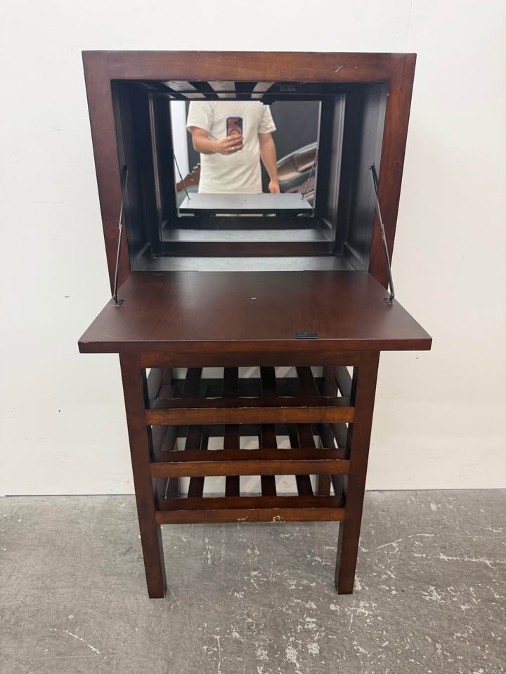 Faux Wood Bar Cabinet with Wine Rack/Mirror #2470