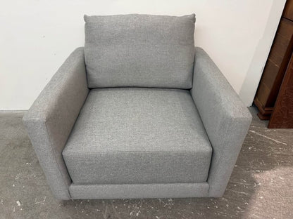 Crate & Barrel Grey Swivel Wide Armchair #2392