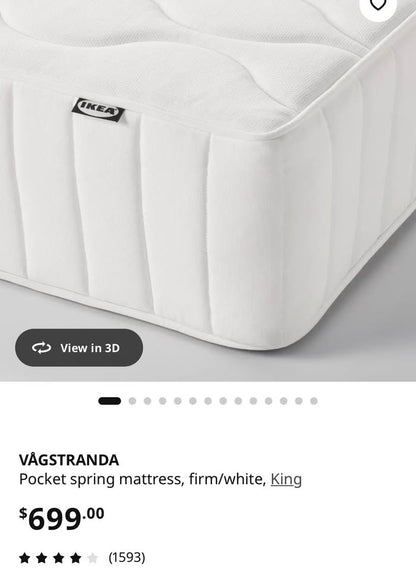 v\IKEA VÅGSTRANDA Pocket Spring Mattress, King