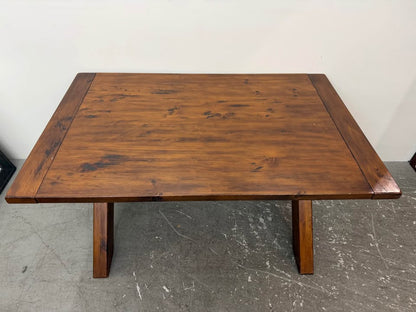 Rustic Wood Trestle Dining Table with Extension Leaves #2475