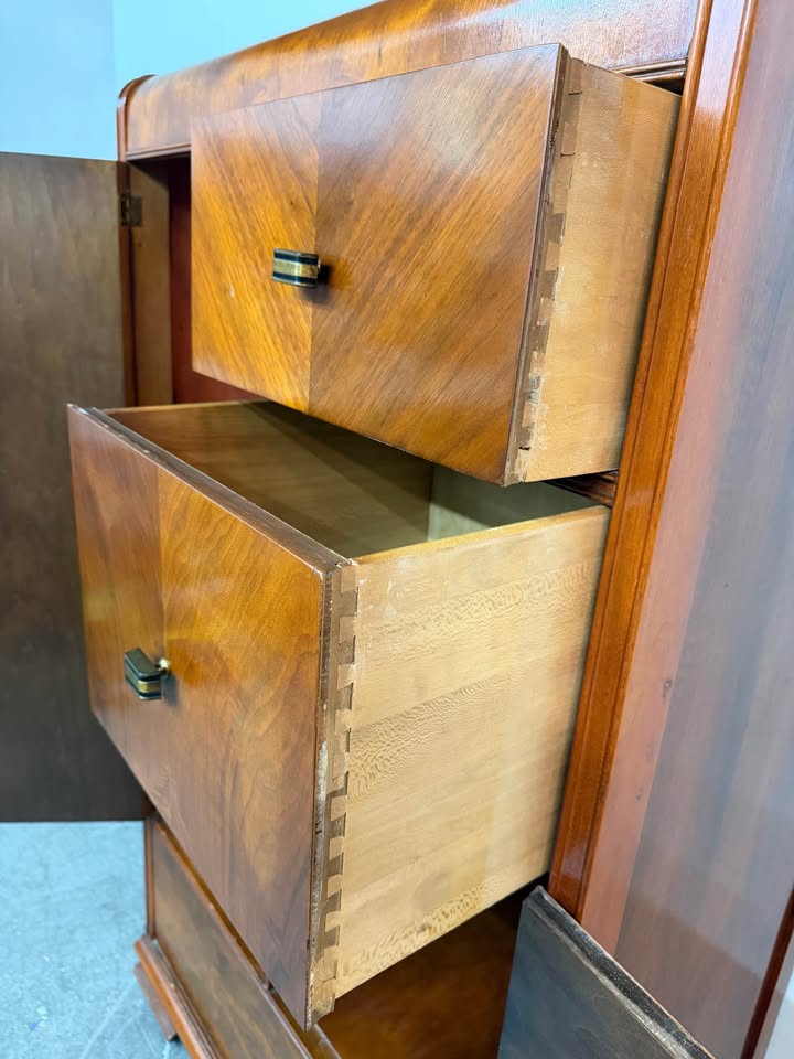Art Deco Waterfall Chifforobe Gentleman's Wardrobe Chest #2481