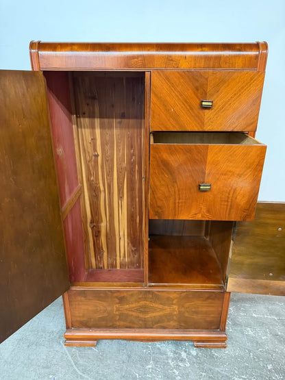 Art Deco Waterfall Chifforobe Gentleman's Wardrobe Chest #2481