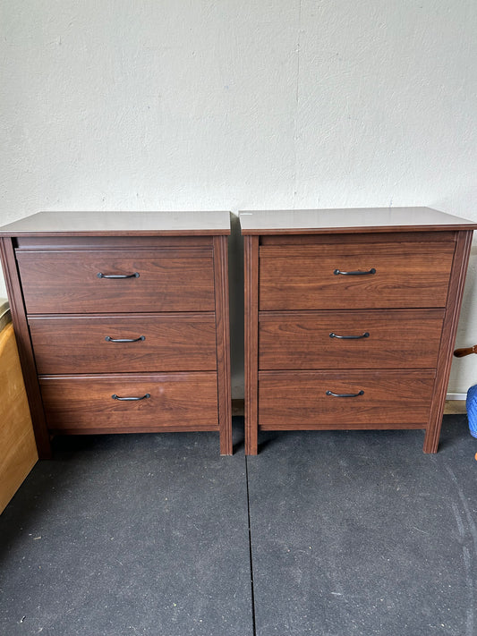 Set of two Dark Brown Ikea 3 Drawer Dresser  #0472