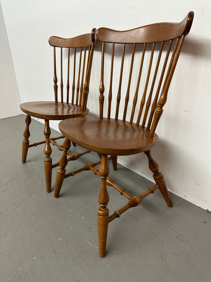 Set of 2 Ethan Allen Maple Windsor Chairs #1091