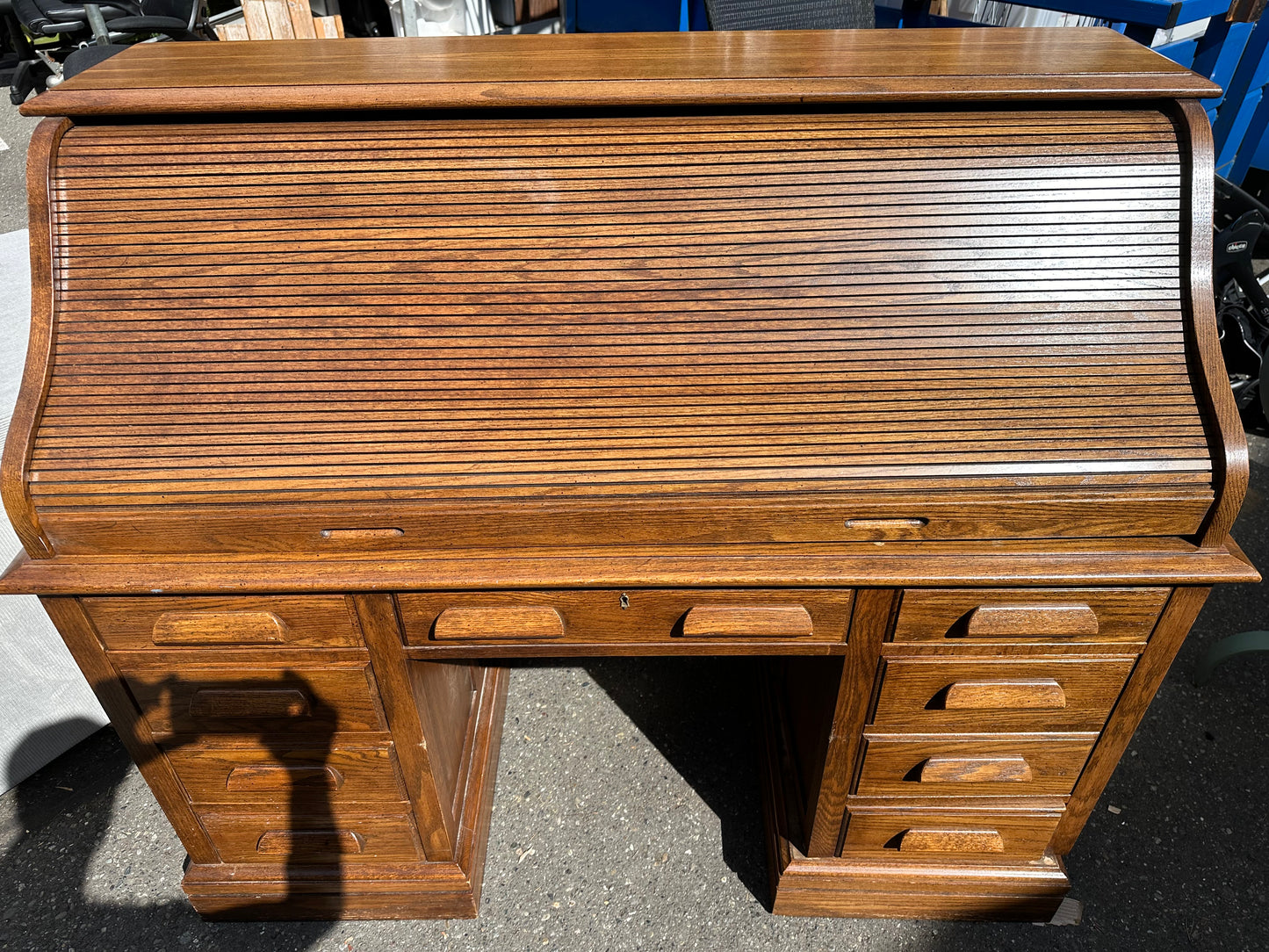 Jasper Cabinet Company Antique Oak Roll Top Desk and Chair #0756