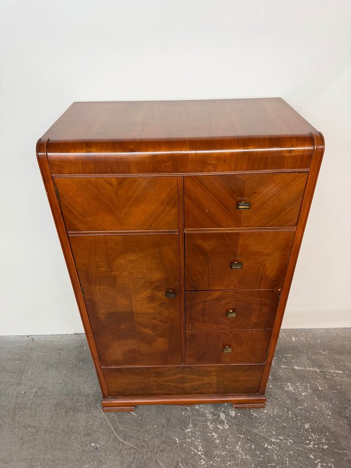 Art Deco Waterfall Chifforobe Gentleman's Wardrobe Chest #2481