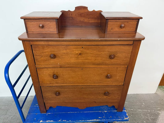 19th Century Vintage Wood Dovetail Drawer Dresser with Glove Box Top #2485