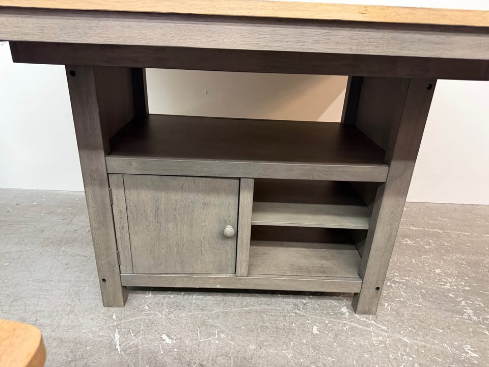 Counter Height Storage Dining Table with Butterfly Leaf and 6 Matching Stools #2484