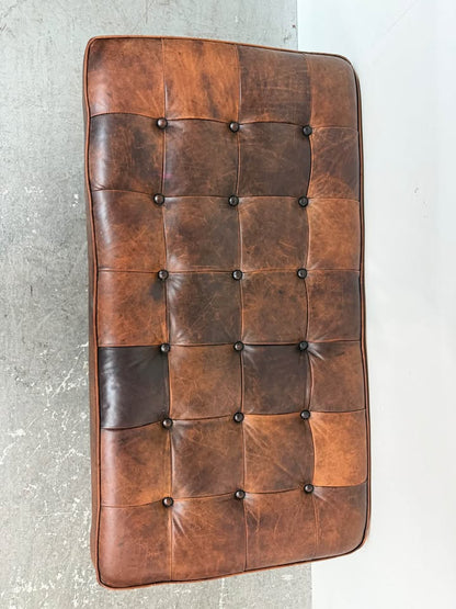 Tufted Brown Leather Ottoman Bench #2487