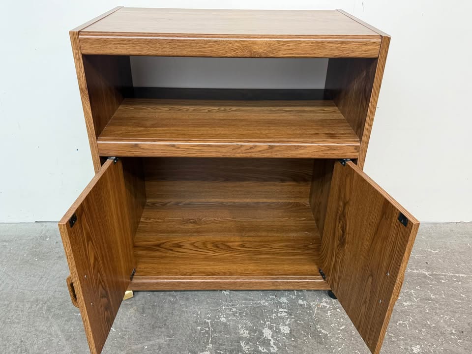Wood Grain Rolling Media Cart Cabinet #2513