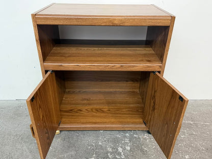 Wood Grain Rolling Media Cart Cabinet #2513