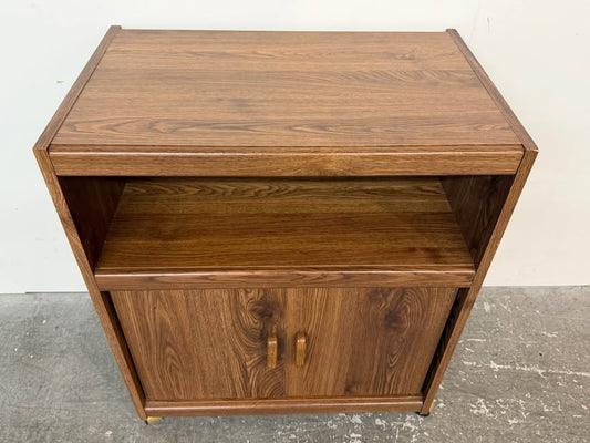 Wood Grain Rolling Media Cart Cabinet #2513
