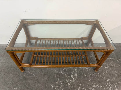 Rattan Glass Top Coffee Table #2532