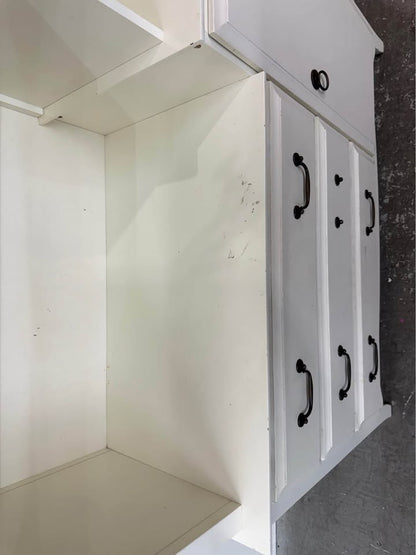White Wooden Hutch with Drawers and Cabinet #2553
