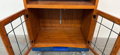 Oak Media Cabinet TV Stand with Glass Doors #2534