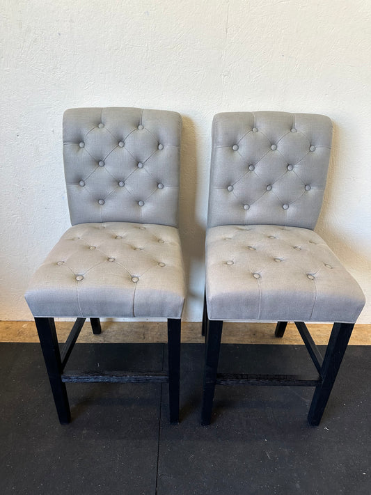 Restoration Hardware Bennett Roll-Back Tufted Fabric Bar & Counter Stool Set of 2 #0588