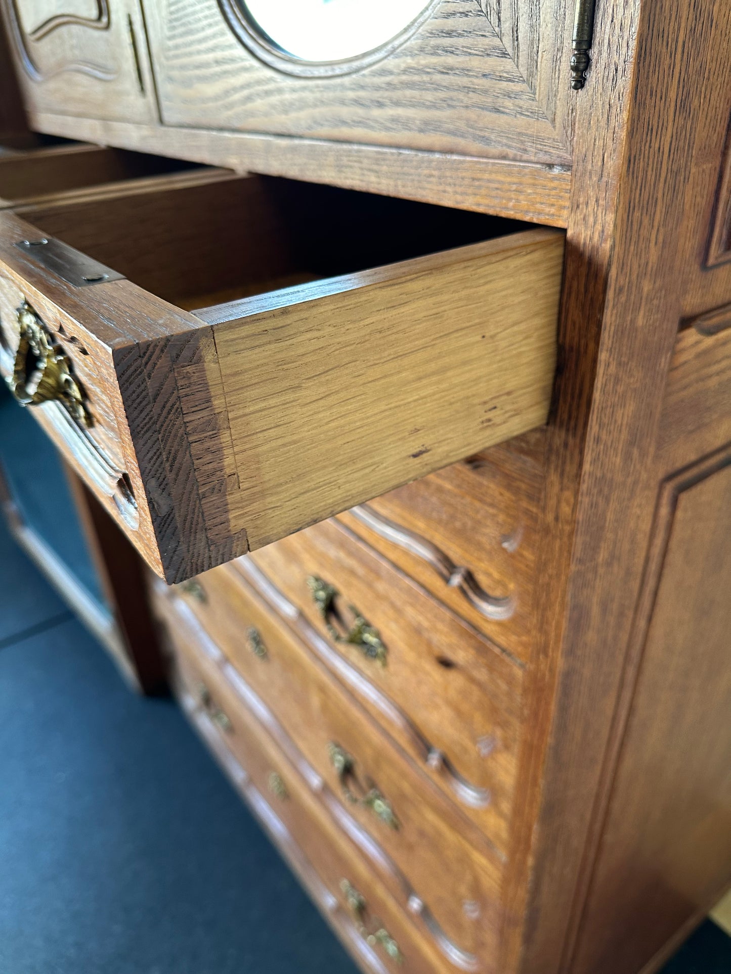 Victorian Carved Oak Lingerie Chest With Armoire Antique Wardrobe