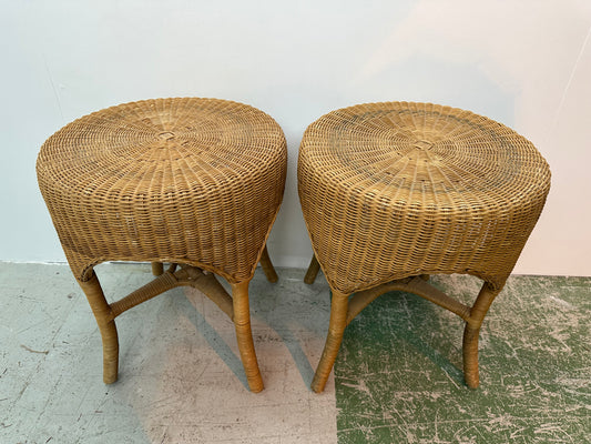 Mid Century Rattan Foot Stool Set #0938