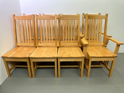 Set of 8 Mission Style Solid Wood Dining Chairs