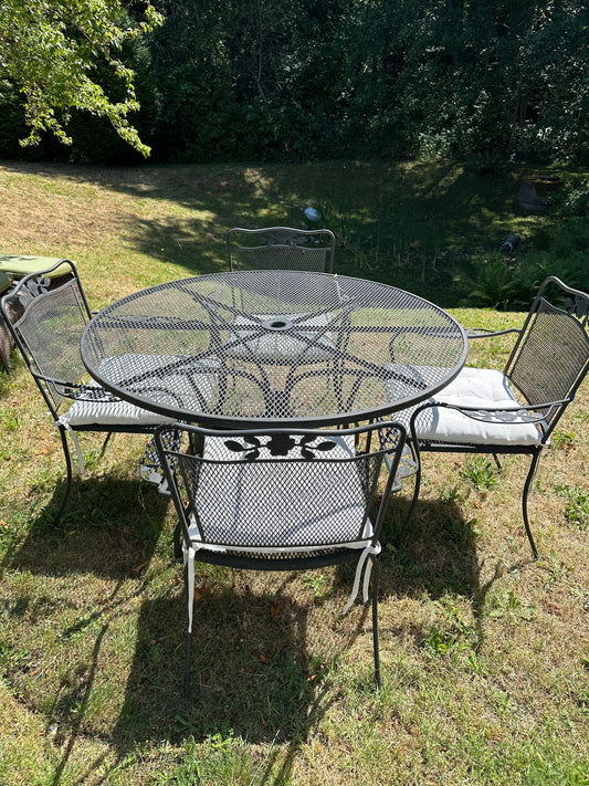 Vintage Wrought Iron Outdoor Patio Set 4 Chairs #0577