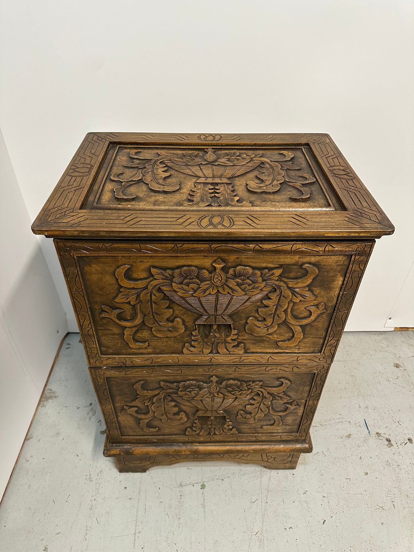 Antique Ornately Carved Filing Cabinet #0815