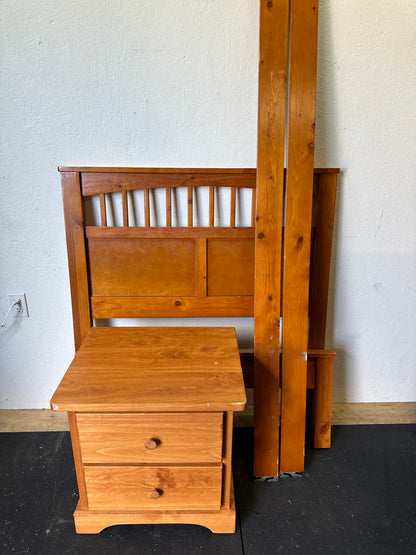 Traditional Pine Twin Bed Frame and Night Stand #0440