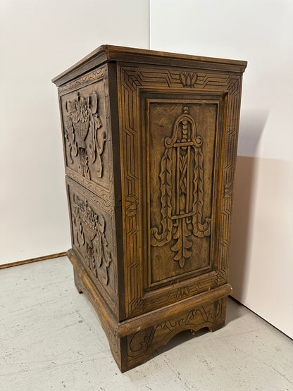 Antique Ornately Carved Filing Cabinet #0815