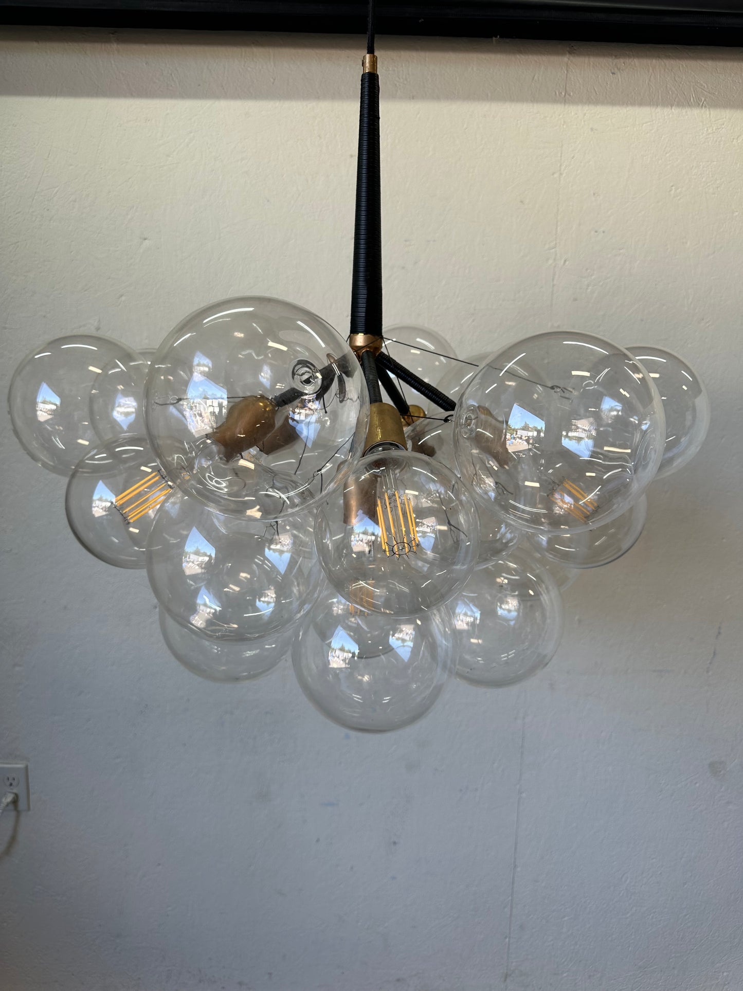 Modern Cluster Bubble Clear Glass Chandelier Gold Mid-Century Dining Room Light Fixture #0576