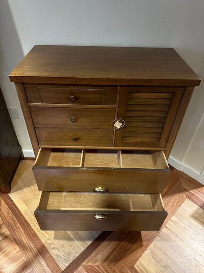 Vintage Five Drawer Walnut Dresser Cabinet #0737