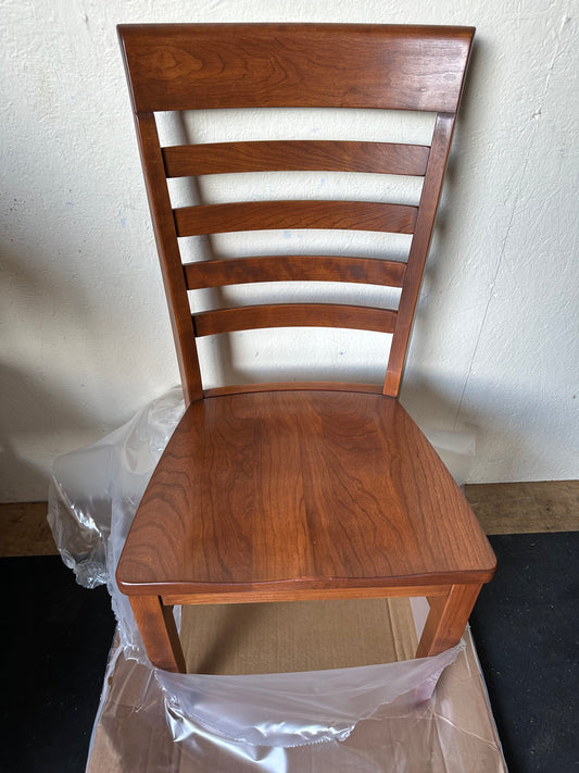 Mid Century Style Ladder Back Cherry Bourbon Wood Dining Chair Made in USA Set of 4 #0590