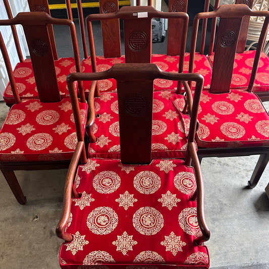 Vintage Solid Rosewood Ming Styled Oriental Dining Chair Set of 8