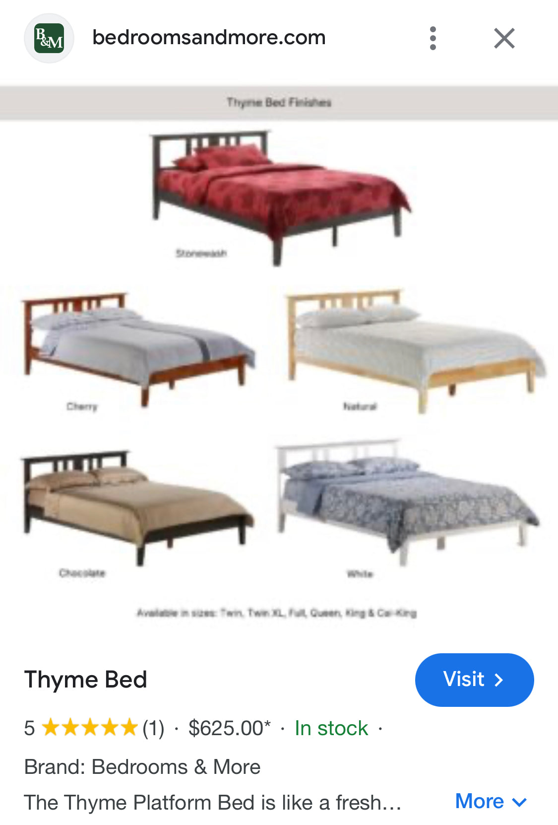 Mission Style Thyme Bed Night & Day Furniture Full Size Bed Frame with Night Stand #0371