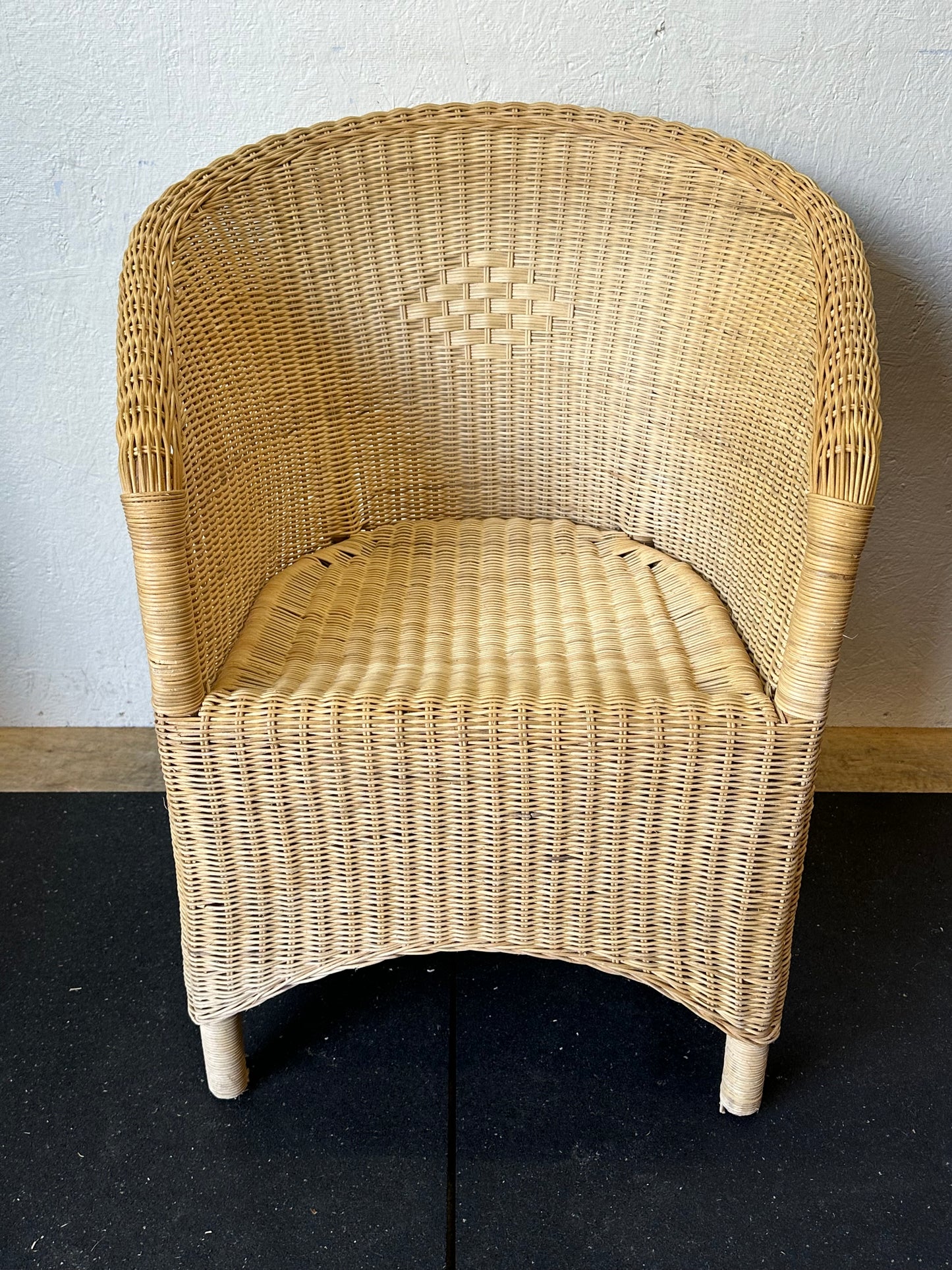 Vintage Woven Wicker Rattan Arm Chair #0375