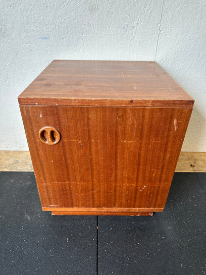 Danish Mid Century Teak Cube Nightstand