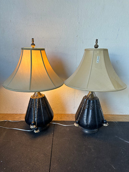 Matching Vintage John-Richard Hammered Metal Table Lamps #0582