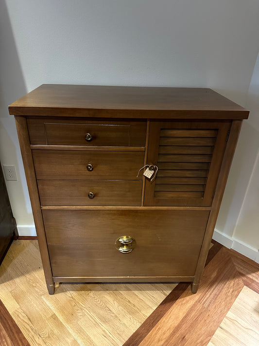 Vintage Five Drawer Walnut Dresser Cabinet #0737