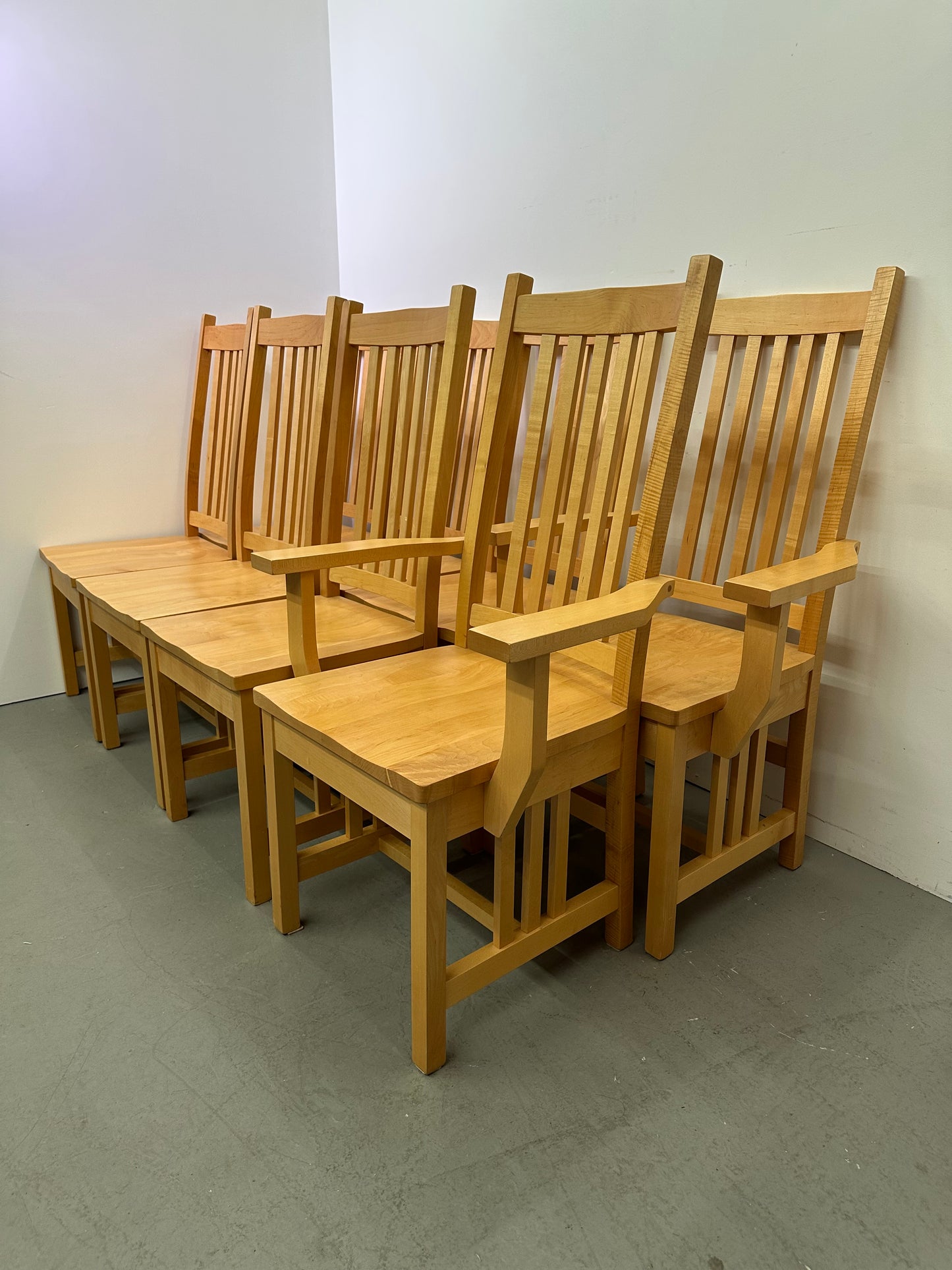 Set of 8 Mission Style Solid Wood Dining Chairs