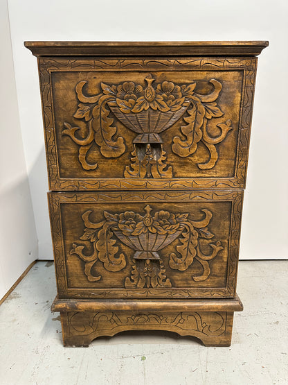 Antique Ornately Carved Filing Cabinet #0815