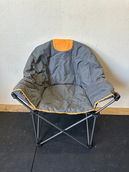 Oversized Padded Moon Round Saucer Sofa Chair, Portable Folding Camping Chair, with Removable Footrest, Carry Bag - Orange #0689