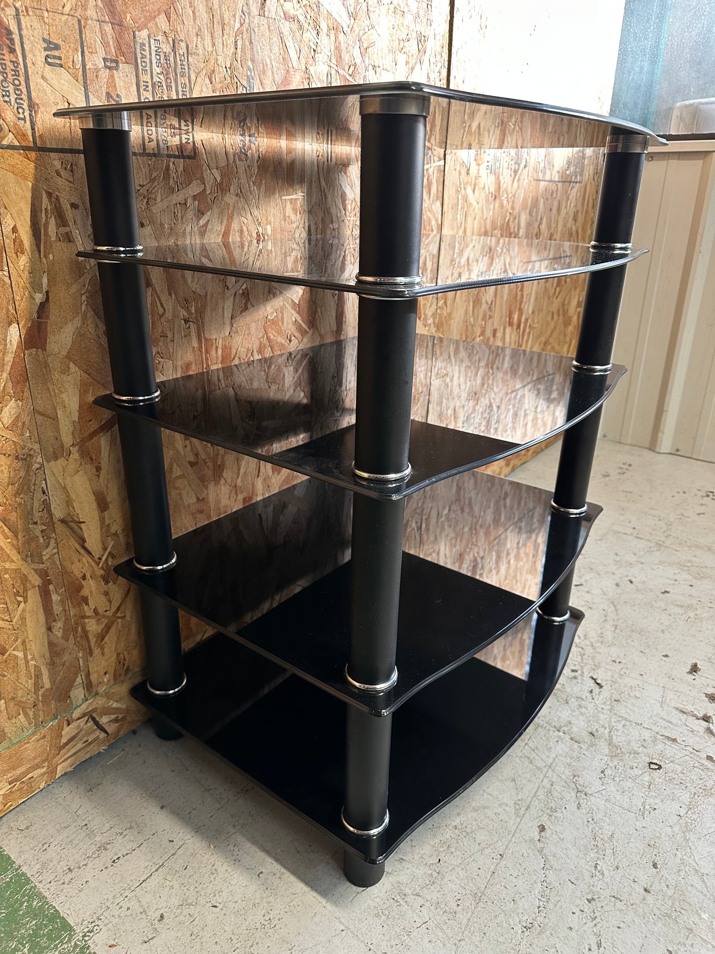 5 Tier Glass AV Component Media Stand-Color: Black/Black
#0830