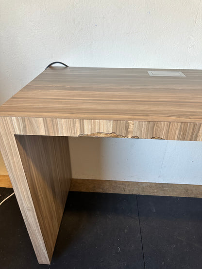 Modern White Oak Veneered Waterfall Desk with Power Outlet #0584